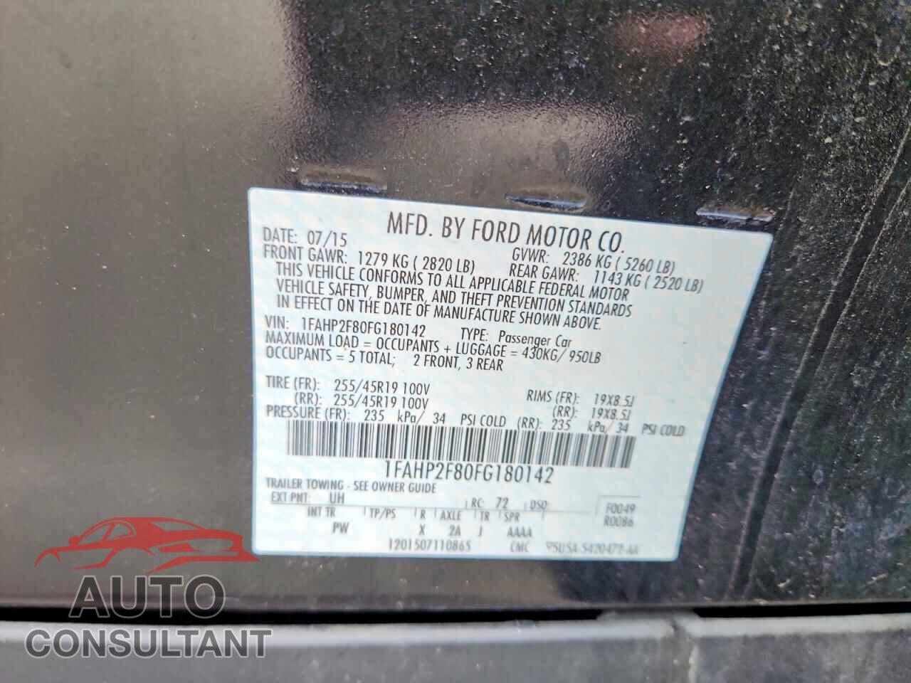 FORD TAURUS 2015 - 1FAHP2F80FG180142