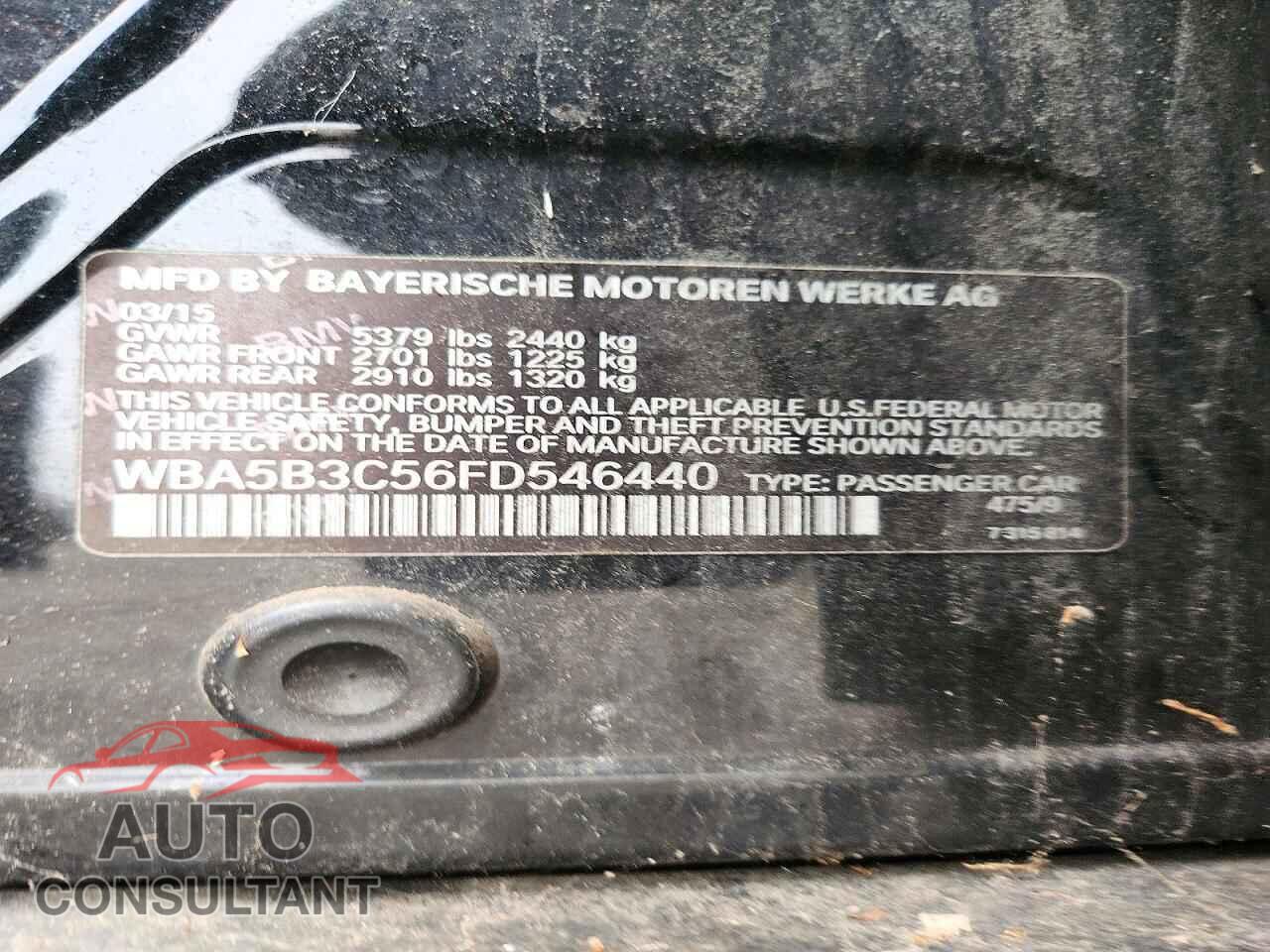 BMW 5 SERIES 2015 - WBA5B3C56FD546440