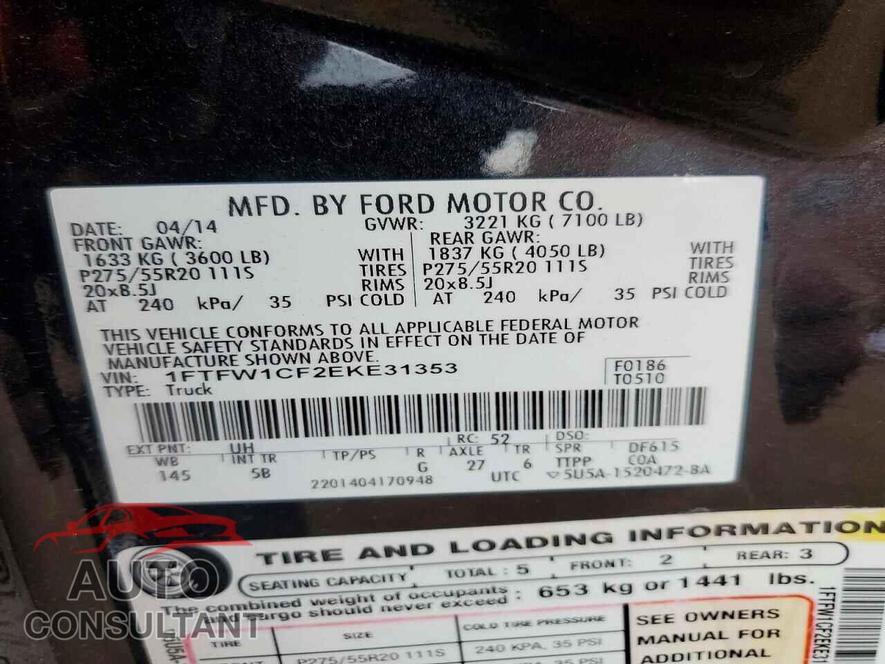 FORD F150 2014 - 1FTFW1CF2EKE31353