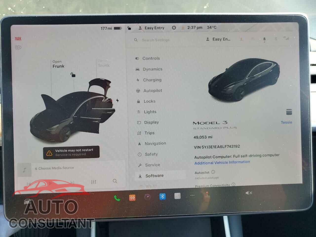 TESLA MODEL 3 2020 - 5YJ3E1EA6LF743192