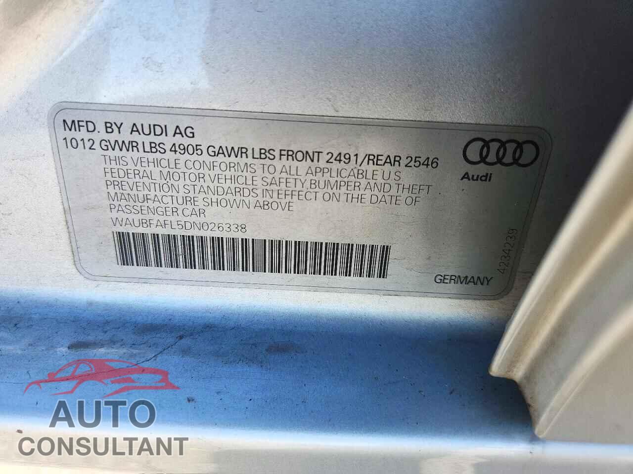 AUDI A4 2013 - WAUBFAFL5DN026338