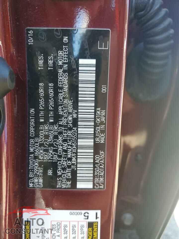 LEXUS GX 2017 - JTJBM7FX0H5155234