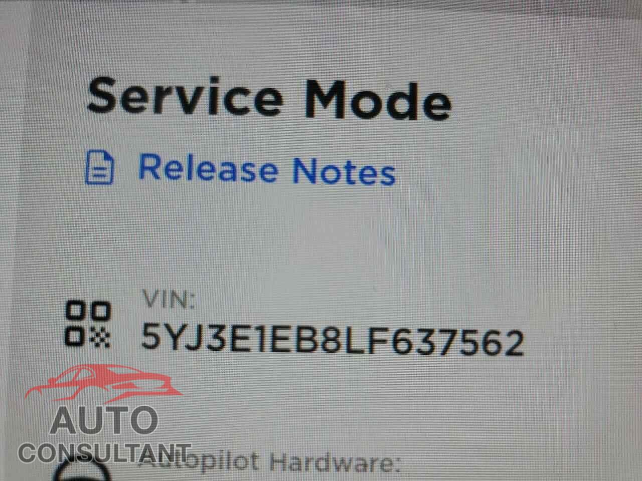 TESLA MODEL 3 2020 - 5YJ3E1EB8LF637562