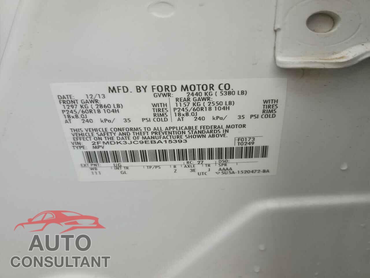 FORD EDGE 2014 - 2FMDK3JC9EBA15393