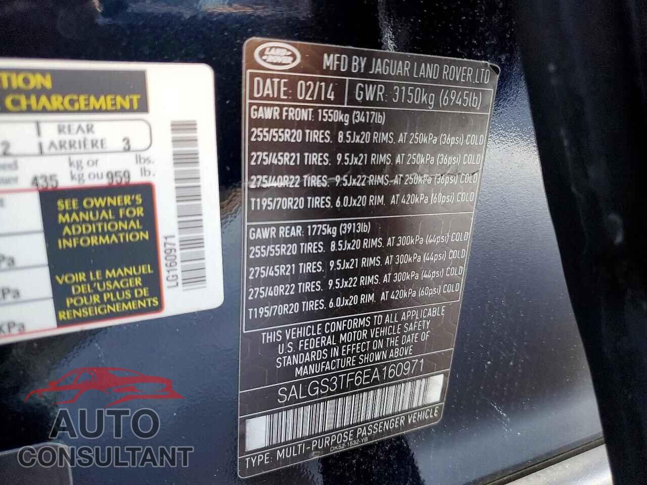 LAND ROVER RANGEROVER 2014 - SALGS3TF6EA160971