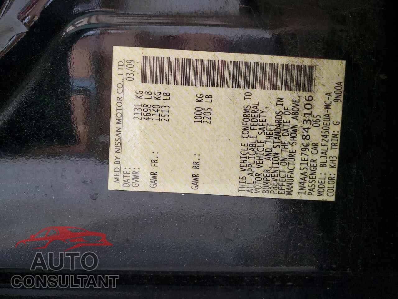 NISSAN MAXIMA 2009 - 1N4AA51E79C843106