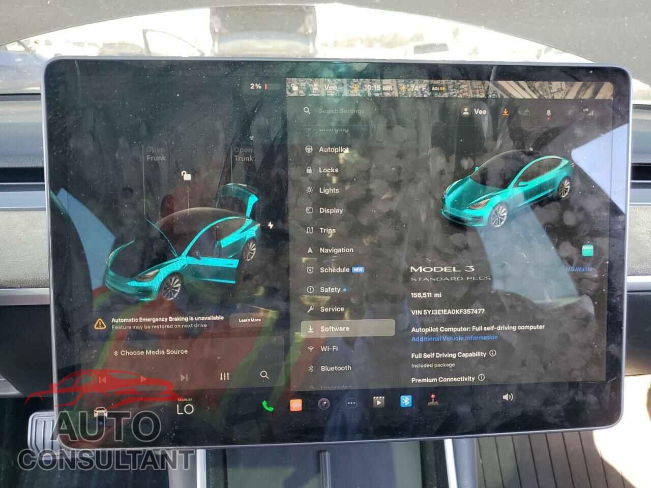 TESLA MODEL 3 2019 - 5YJ3E1EA0KF357477