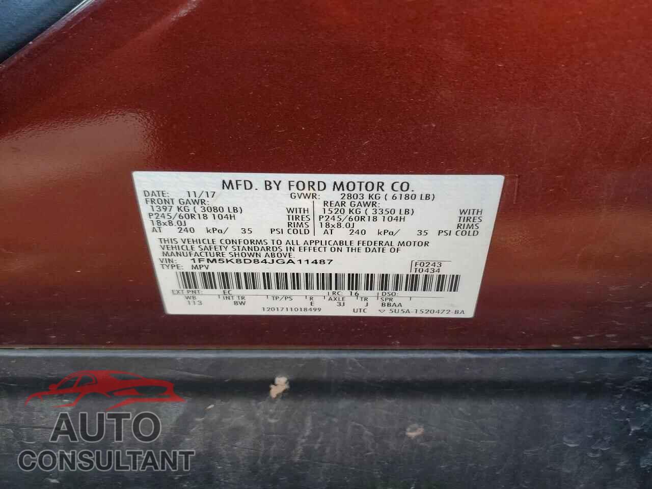 FORD EXPLORER 2018 - 1FM5K8D84JGA11487