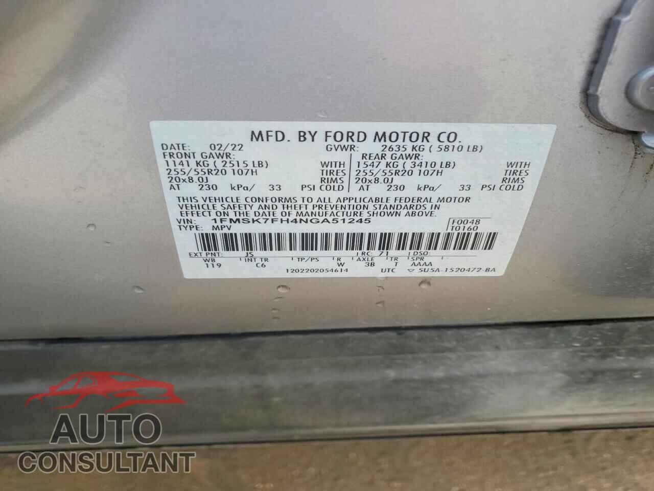 FORD EXPLORER 2022 - 1FMSK7FH4NGA51245