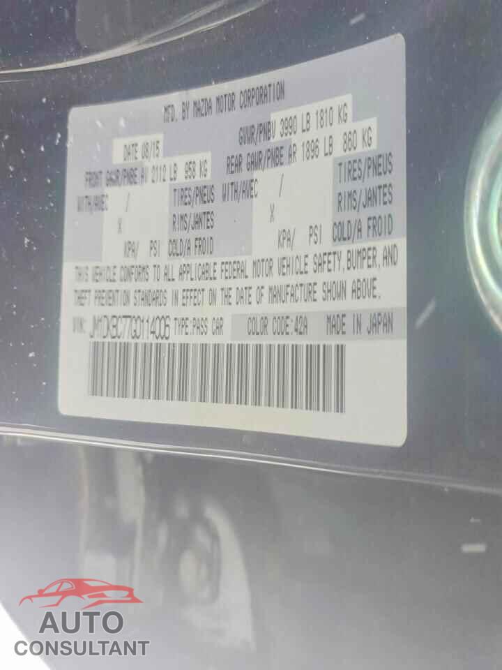 MAZDA CX-3 2016 - JM1DKBC77G0114006