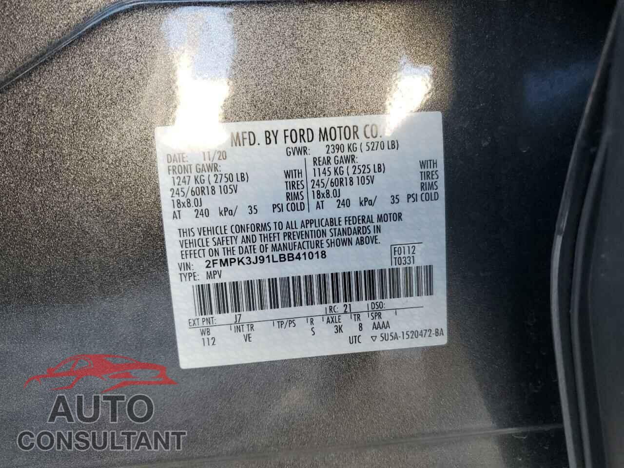 FORD EDGE 2020 - 2FMPK3J91LBB41018