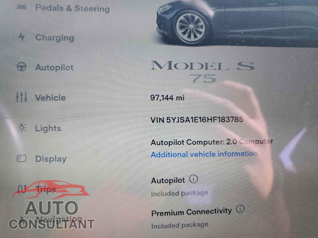 TESLA MODEL S 2017 - 5YJSA1E16HF183785