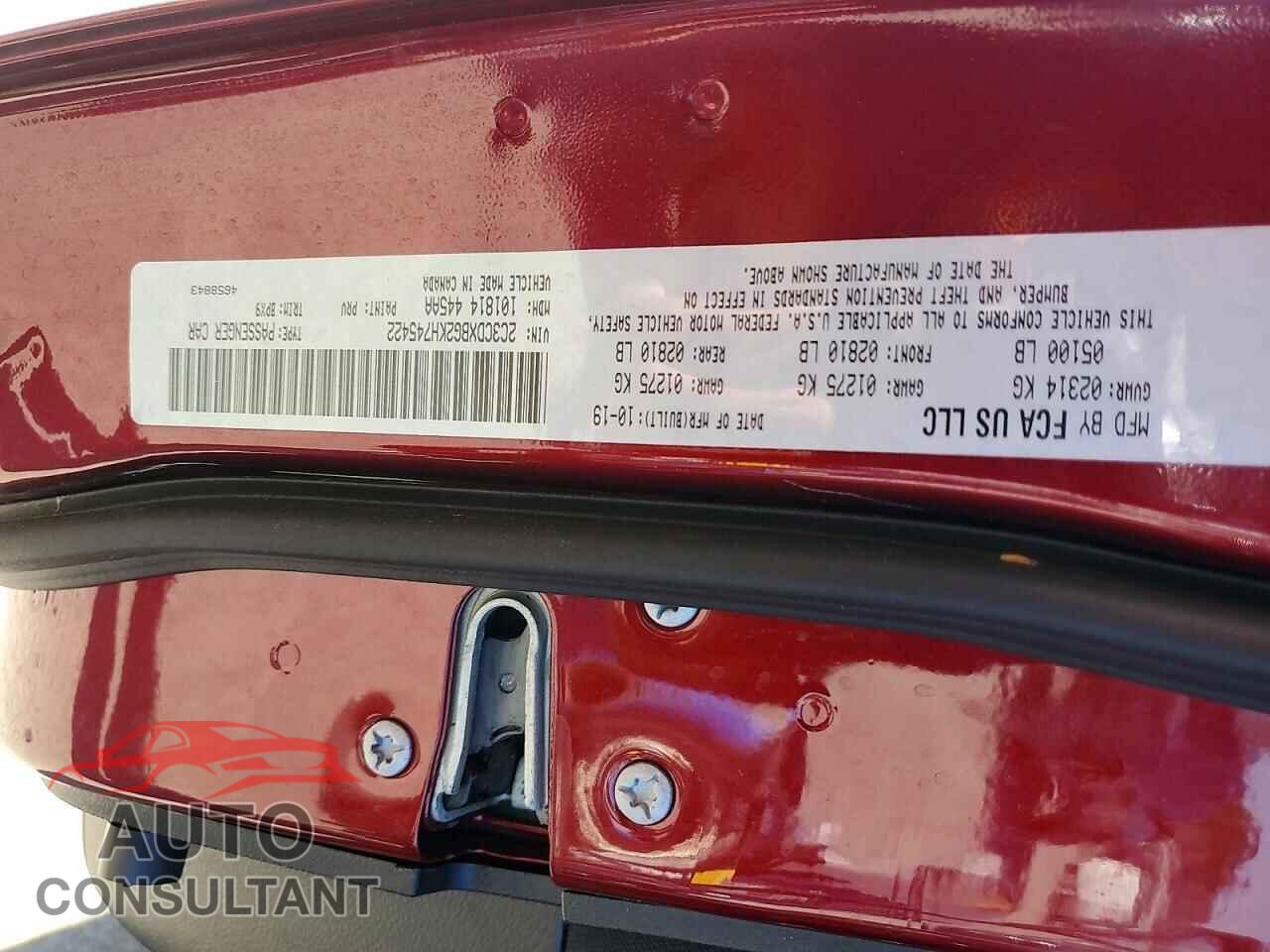 DODGE CHARGER 2019 - 2C3CDXBG2KH745422
