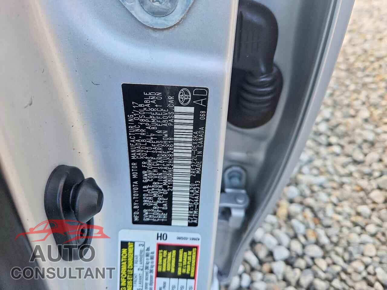TOYOTA COROLLA 2017 - 2T1BURHE2HC828618