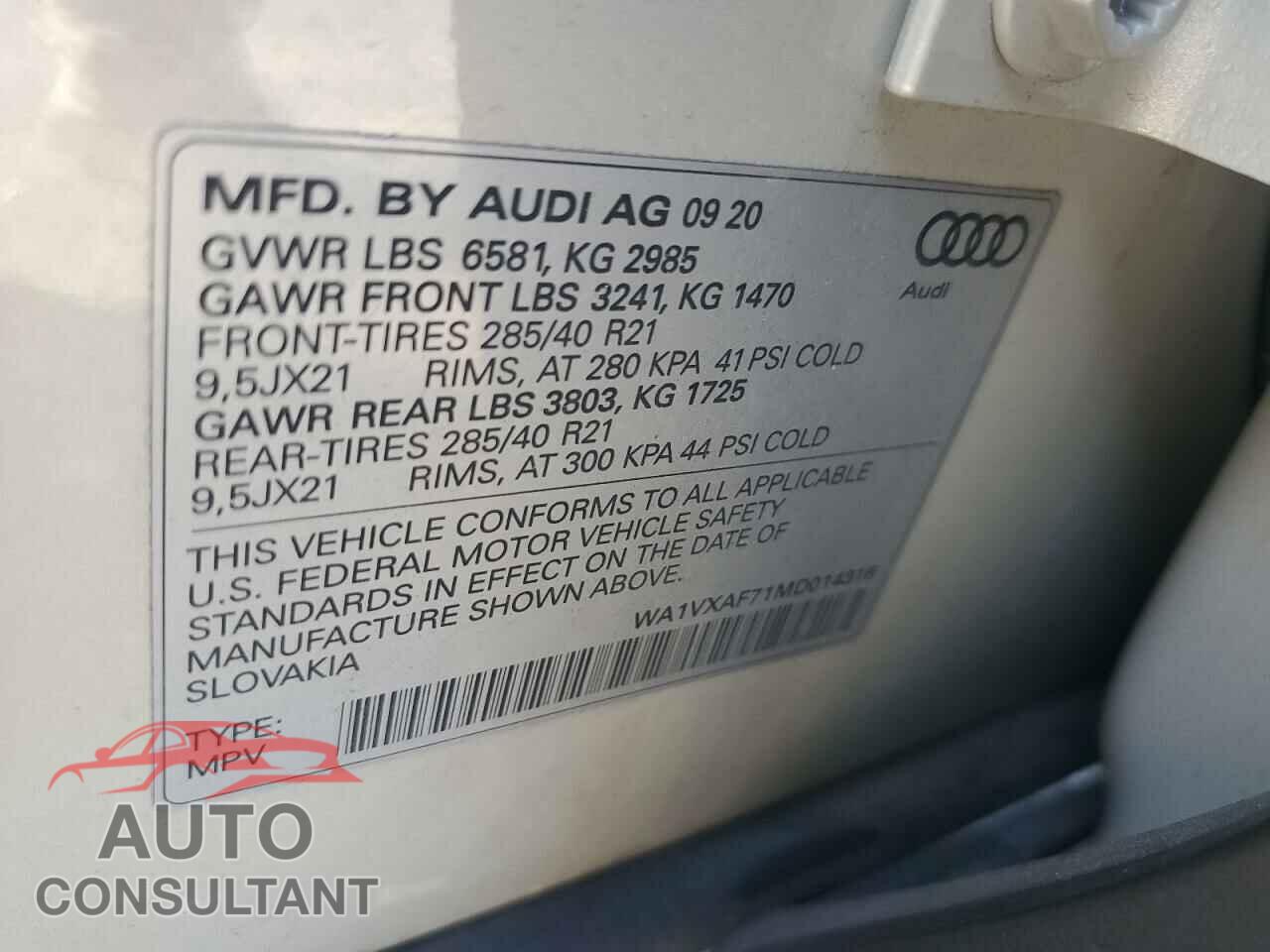 AUDI Q7 2021 - WA1VXAF71MD014316