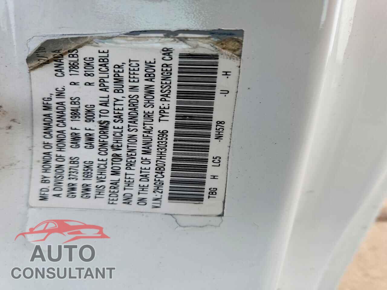 HONDA CIVIC 2017 - 2HGFC4B07HH303596