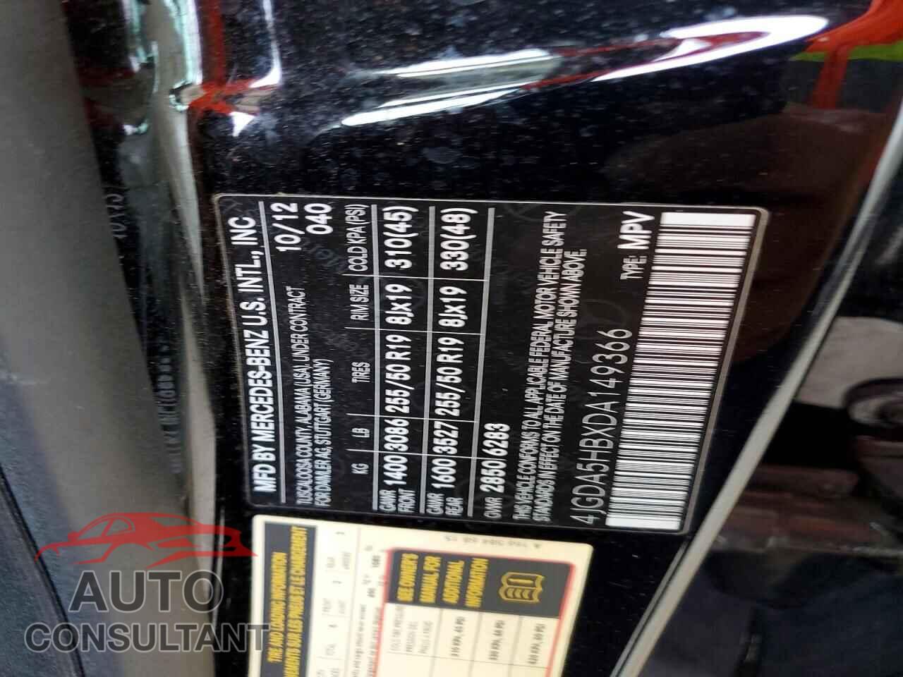 MERCEDES-BENZ M-CLASS 2013 - 4JGDA5HBXDA149366