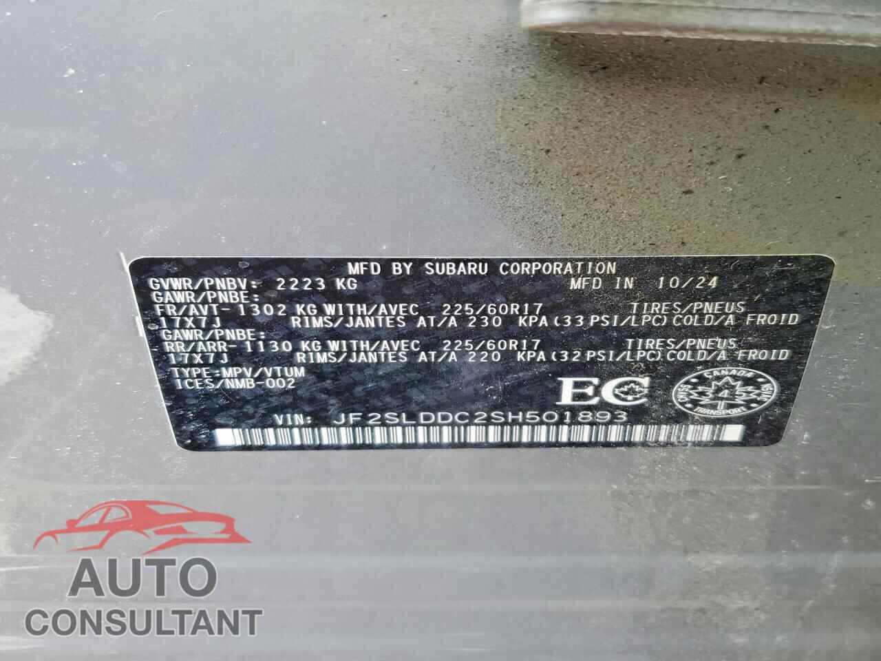 SUBARU FORESTER 2025 - JF2SLDDC2SH501893