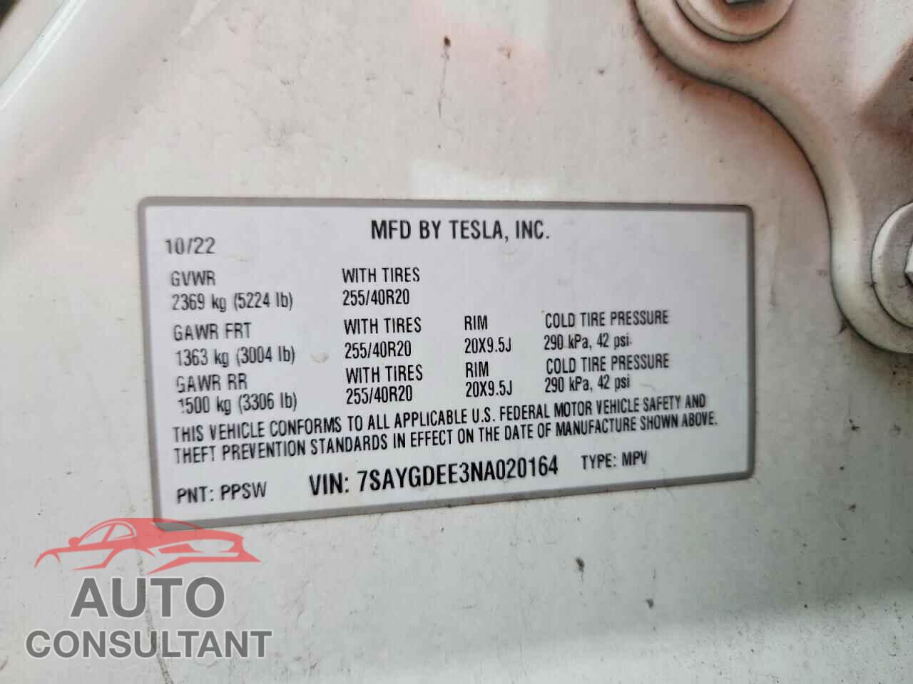 TESLA MODEL Y 2022 - 7SAYGDEE3NA020164