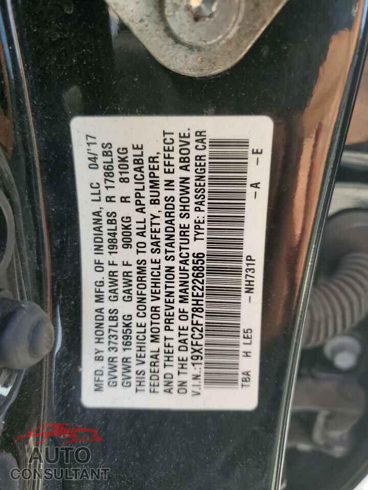 HONDA CIVIC 2017 - 19XFC2F78HE226856