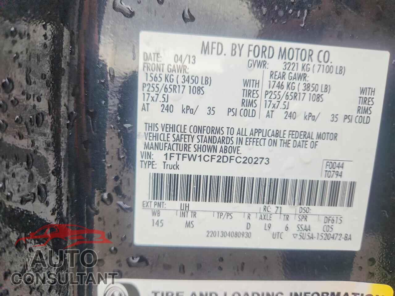 FORD F150 2013 - 1FTFW1CF2DFC20273