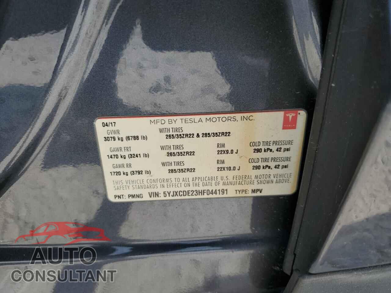 TESLA MODEL X 2017 - 5YJXCDE23HF044191