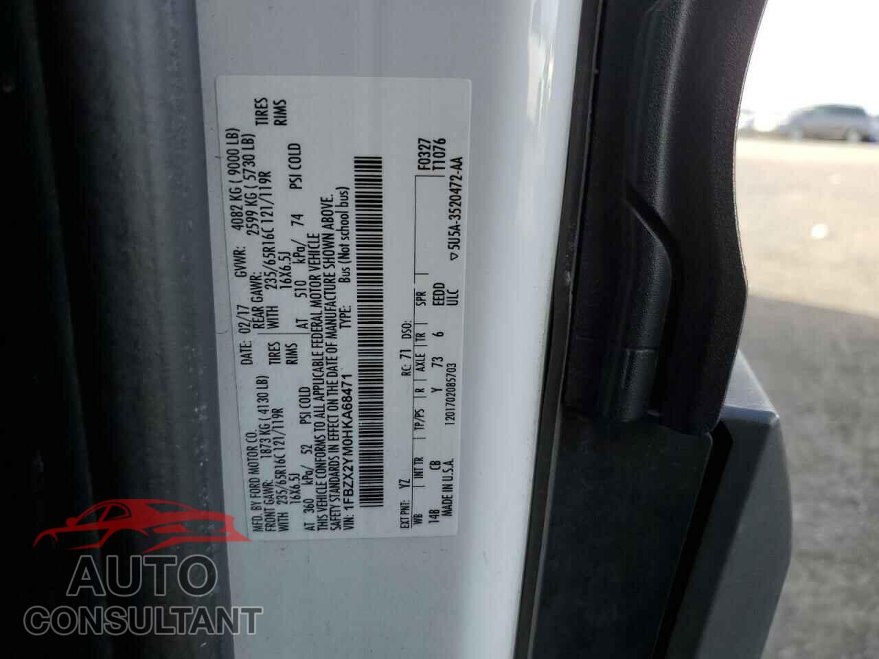 FORD TRANSIT 2017 - 1FBZX2YM0HKA68471