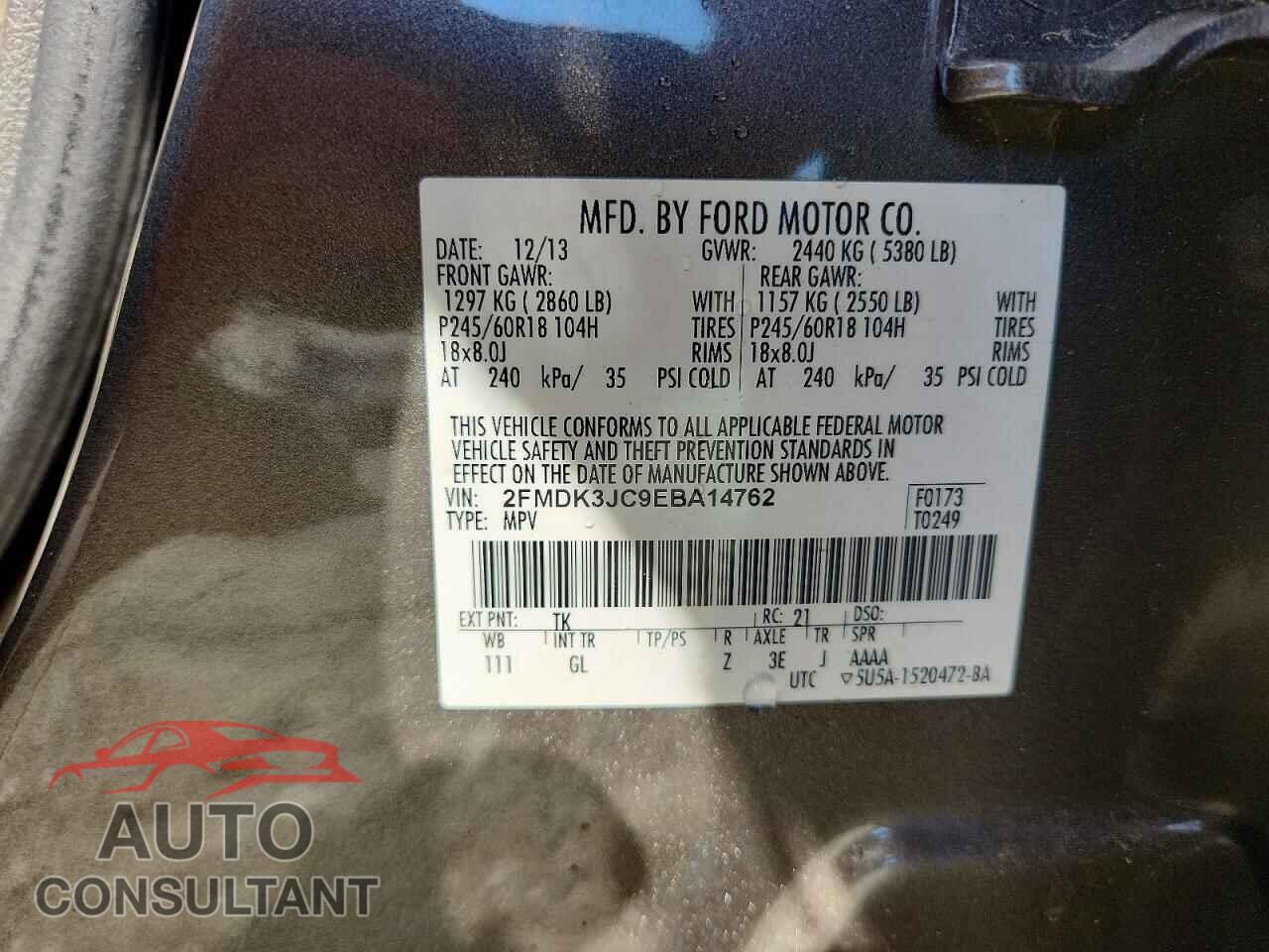 FORD EDGE 2014 - 2FMDK3JC9EBA14762