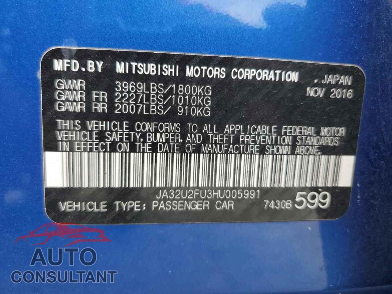 MITSUBISHI LANCER 2017 - JA32U2FU3HU005991