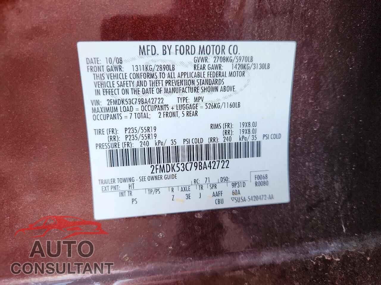 FORD FLEX 2009 - 2FMDK53C79BA42722