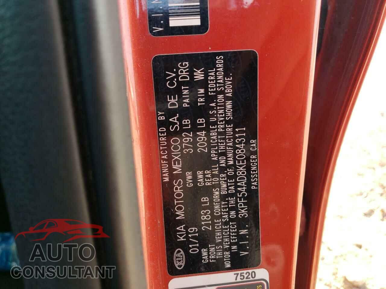 KIA FORTE 2019 - 3KPF54AD8KE084311