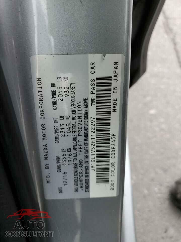MAZDA 6 2017 - JM1GL1V52H1122297