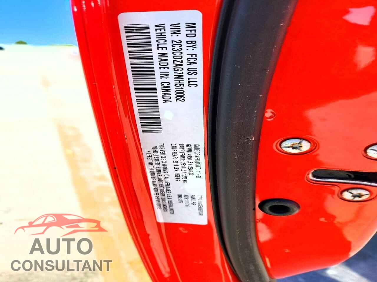 DODGE CHALLENGER 2021 - 2C3CDZAG7MH510062