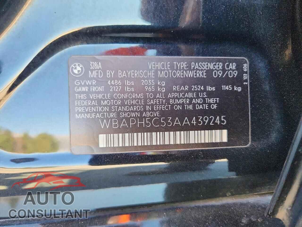 BMW 3 SERIES 2010 - WBAPH5C53AA439245