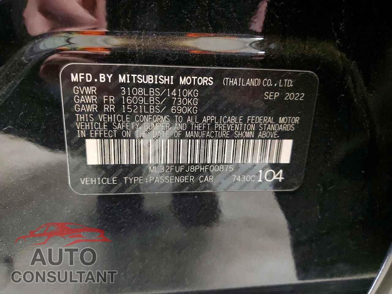 MITSUBISHI MIRAGE 2023 - ML32FUFJ8PHF00875