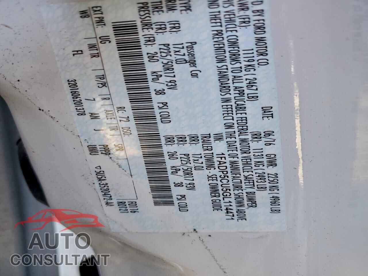 FORD CMAX 2016 - 1FADP5CU5GL114471