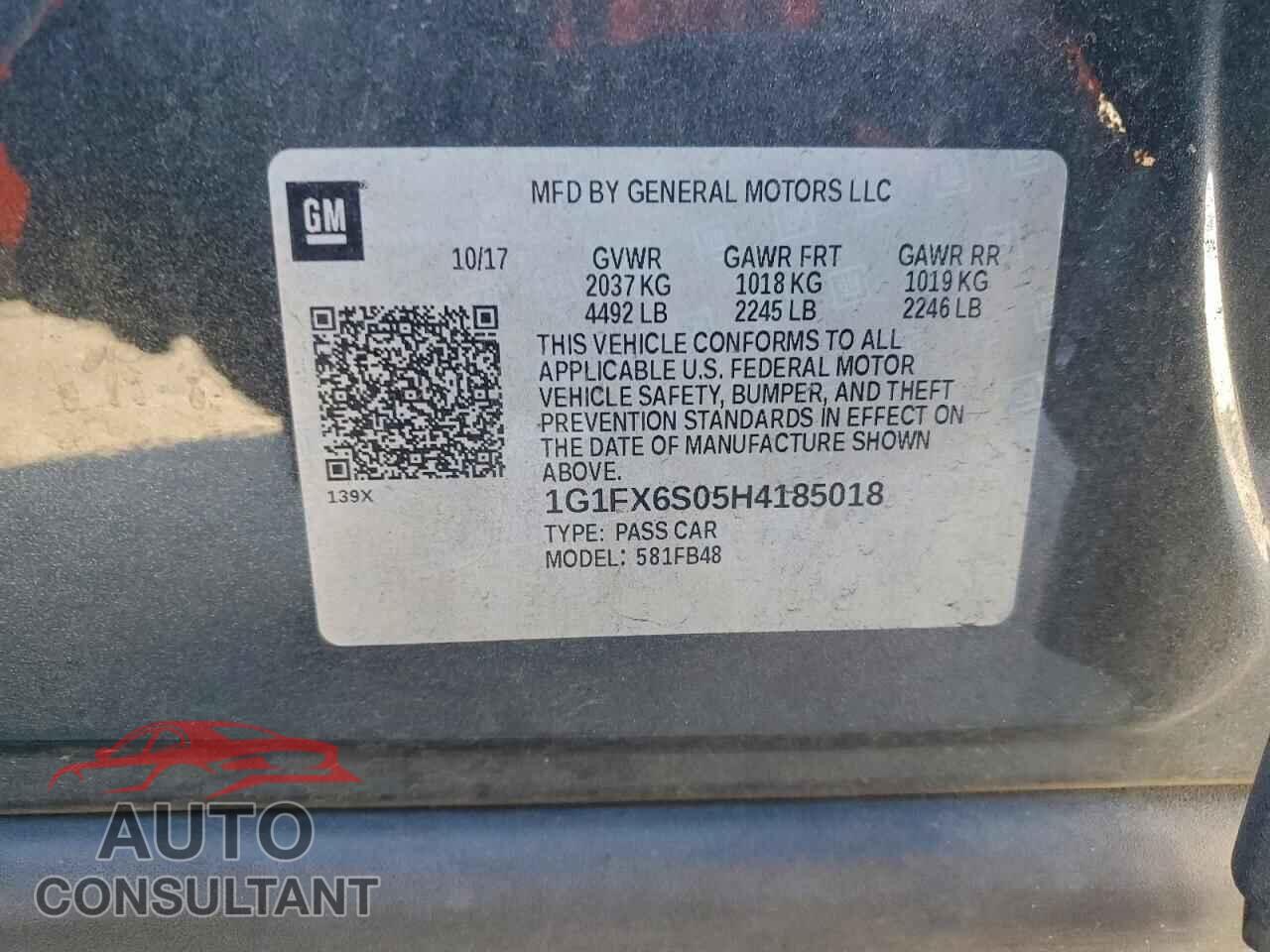 CHEVROLET BOLT 2017 - 1G1FX6S05H4185018