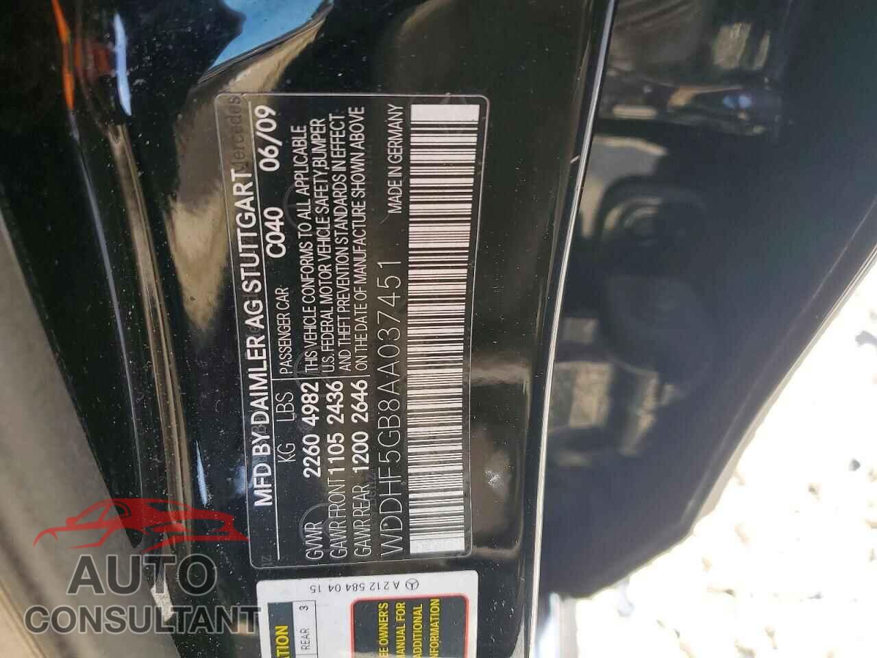 MERCEDES-BENZ E-CLASS 2010 - WDDHF5GB8AA037451