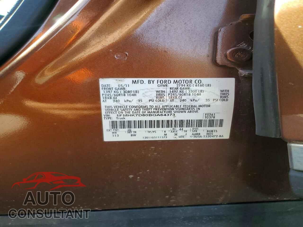 FORD EXPLORER 2011 - 1FMHK7D80BGA64373