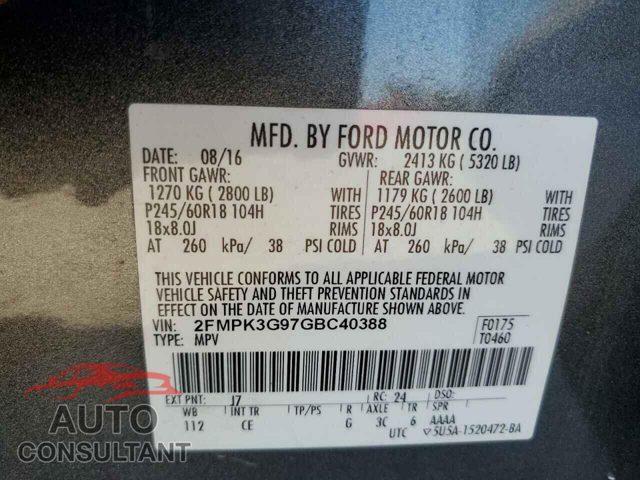 FORD EDGE 2016 - 2FMPK3G97GBC40388