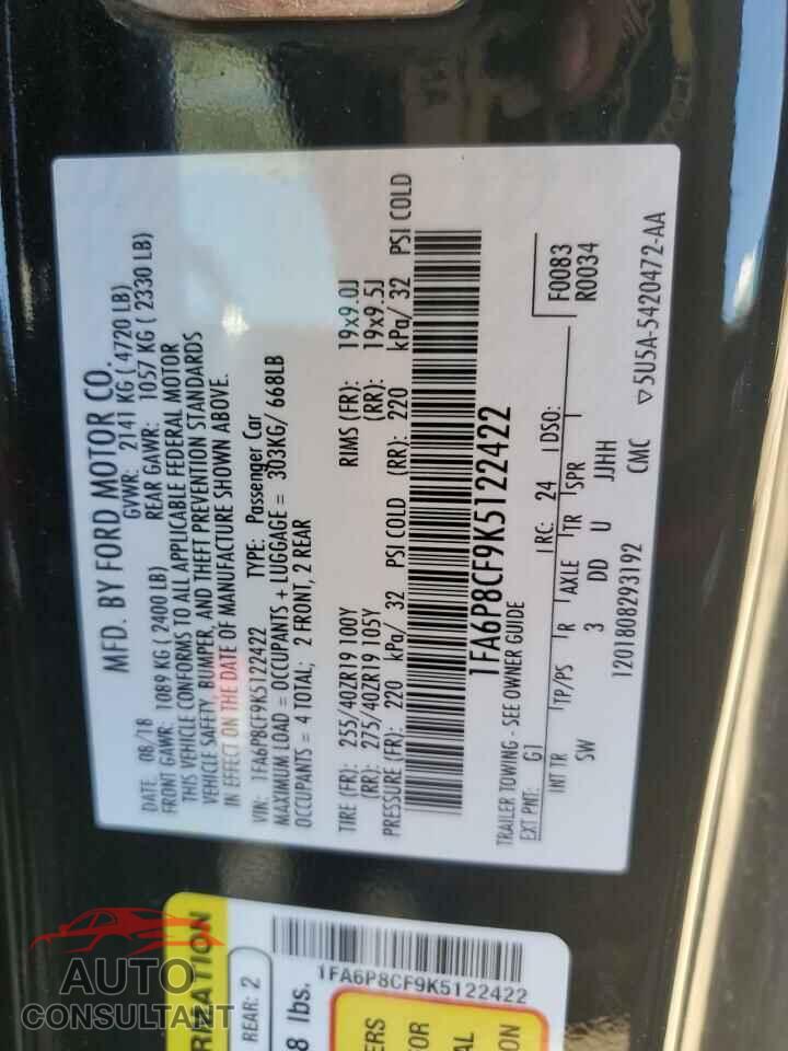 FORD MUSTANG 2019 - 1FA6P8CF9K5122422