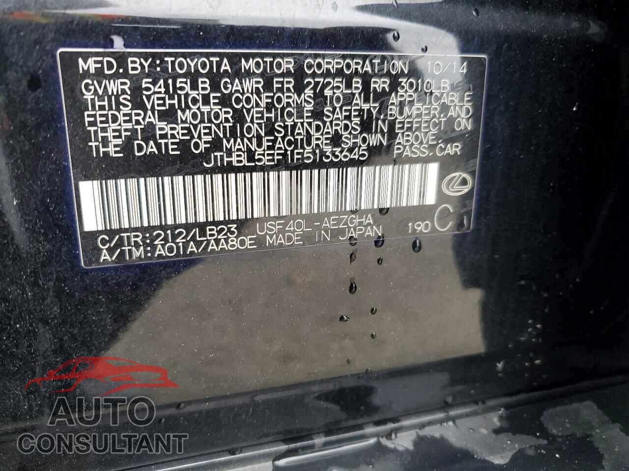 LEXUS LS460 2015 - JTHBL5EF1F5133645
