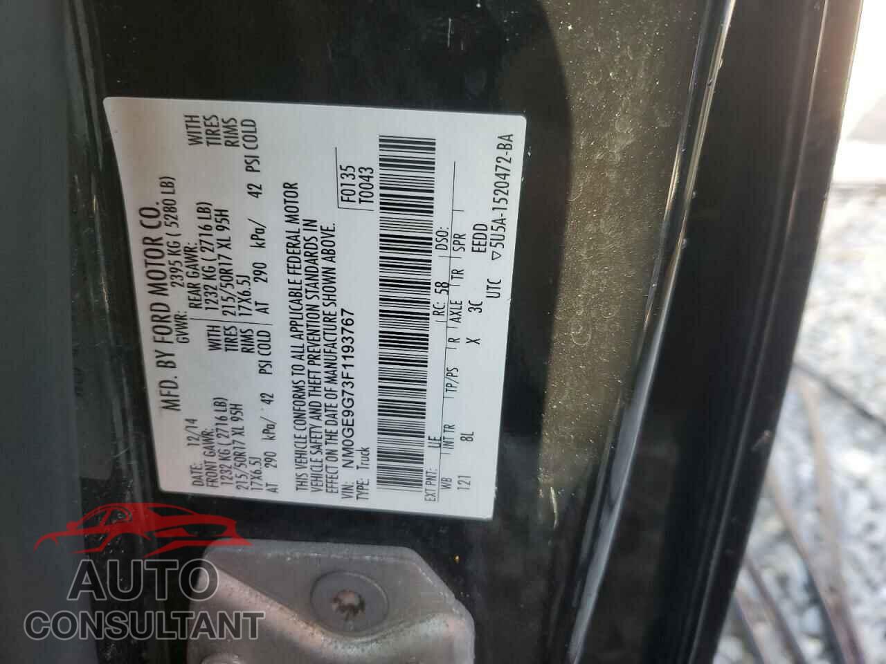 FORD TRANSIT 2015 - NM0GE9G73F1193767