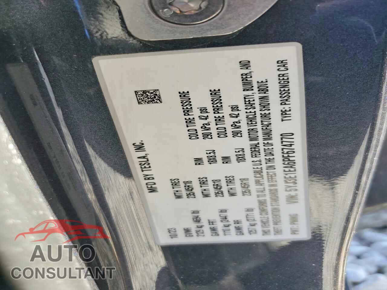 TESLA MODEL 3 2023 - 5YJ3E1EA6PF674770