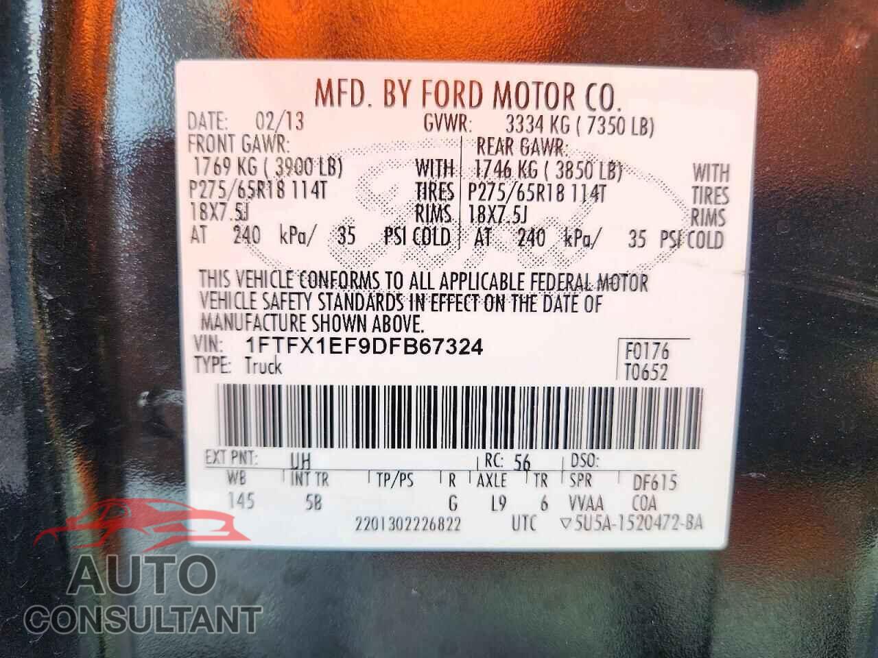 FORD F150 2013 - 1FTFX1EF9DFB67324
