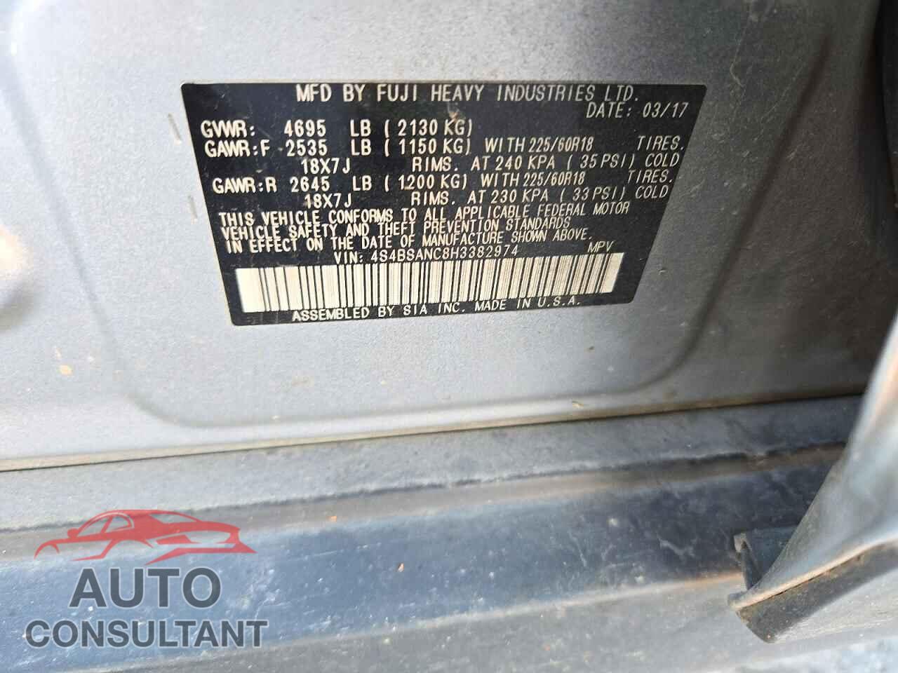 SUBARU OUTBACK 2017 - 4S4BSANC8H3382974