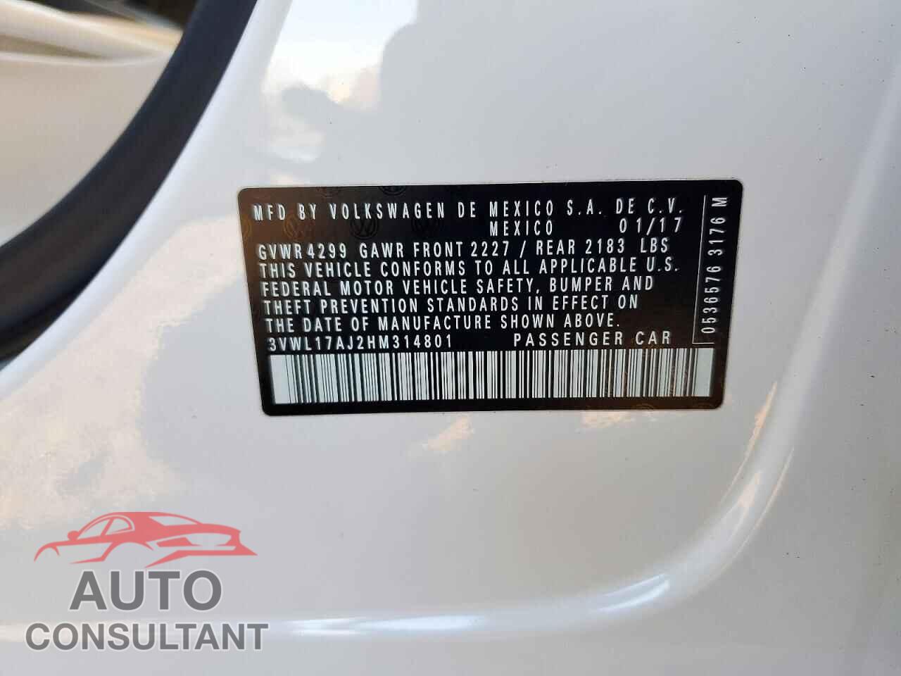VOLKSWAGEN JETTA 2017 - 3VWL17AJ2HM314801