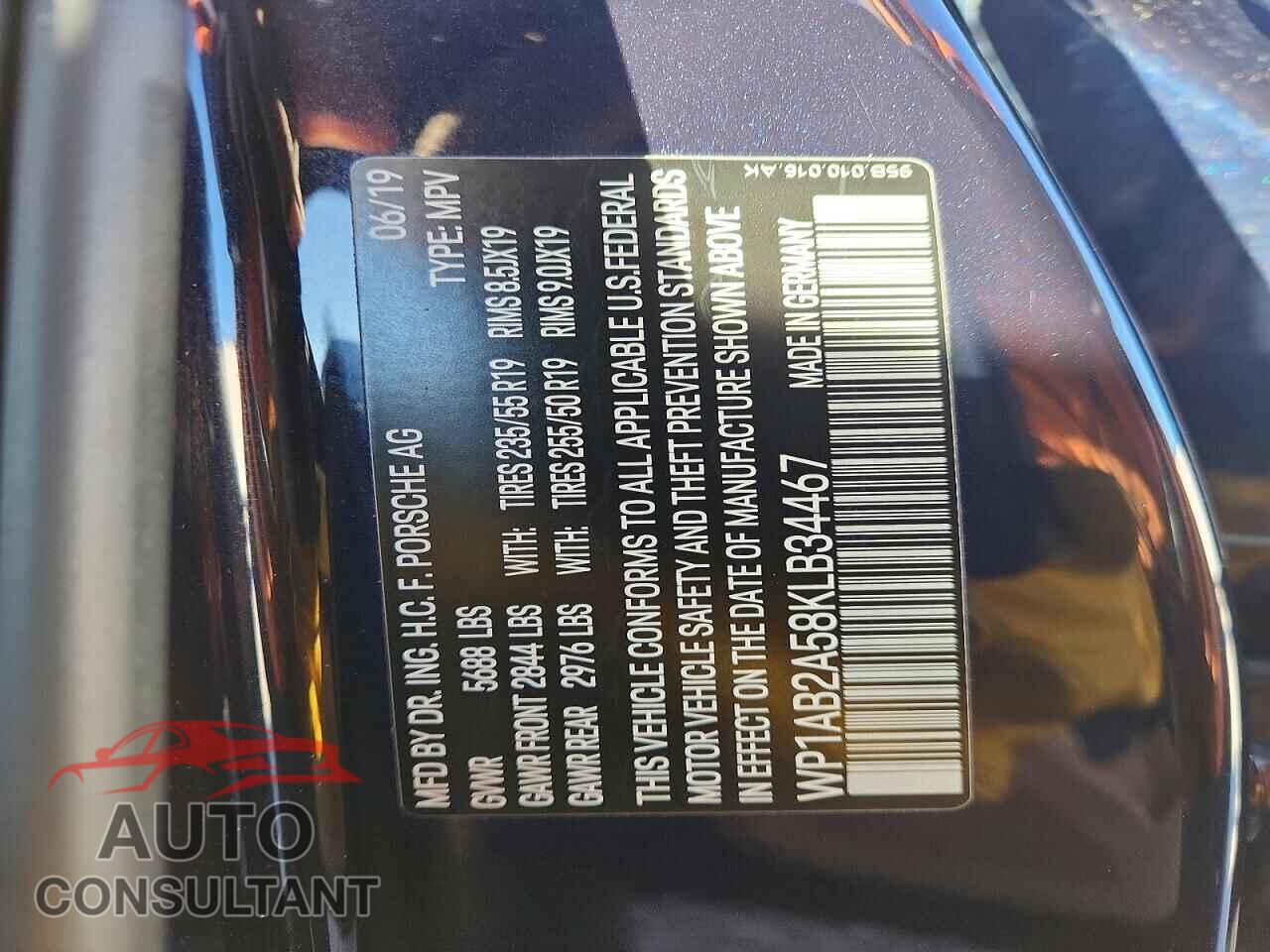 PORSCHE MACAN 2019 - WP1AB2A58KLB34467
