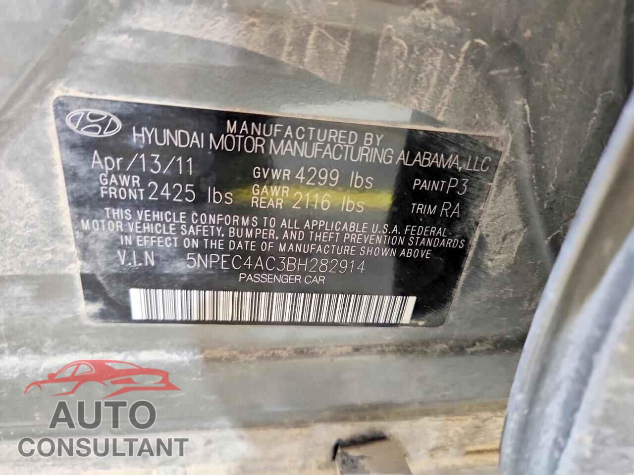 HYUNDAI SONATA 2011 - 5NPEC4AC3BH282914