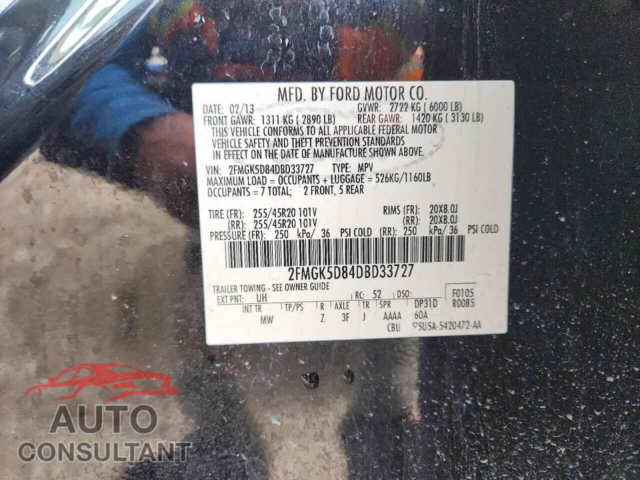 FORD FLEX 2013 - 2FMGK5D84DBD33727